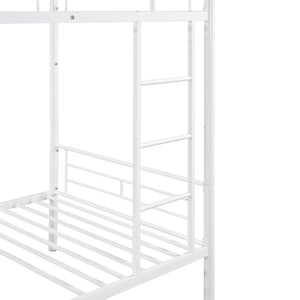 HomeRoots White Twin Over Twin Metal Bunk Bed - Stylish Space-Saving Solution with Safety Features for Kids' Rooms 606632