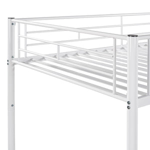 HomeRoots White Twin Over Twin Metal Bunk Bed - Stylish Space-Saving Solution with Safety Features for Kids' Rooms 606632