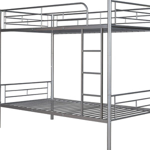 HomeRoots Silver Twin Over Twin Metal Bunk Bed - Stylish Space-Saving Design, Sturdy for Kids, Safe & Durable 606633