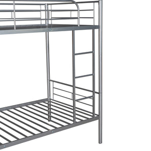 HomeRoots Silver Twin Over Twin Metal Bunk Bed - Stylish Space-Saving Design, Sturdy for Kids, Safe & Durable 606633