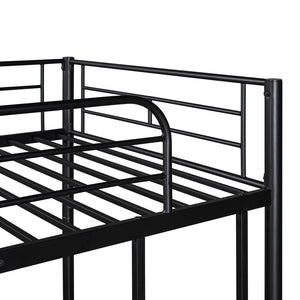 HomeRoots Black Twin Over Twin Metal Bunk Bed with Trundle - Space-Saving Design, Modern Style & Safety Features 606634