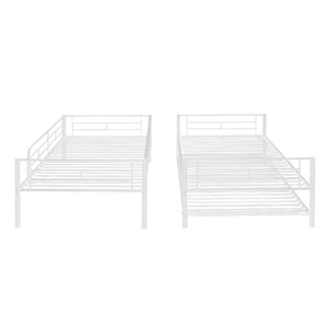 HomeRoots White Twin Over Twin Metal Bunk Bed with Trundle - Stylish, Durable Design for Kids and Teens' Rooms 606635
