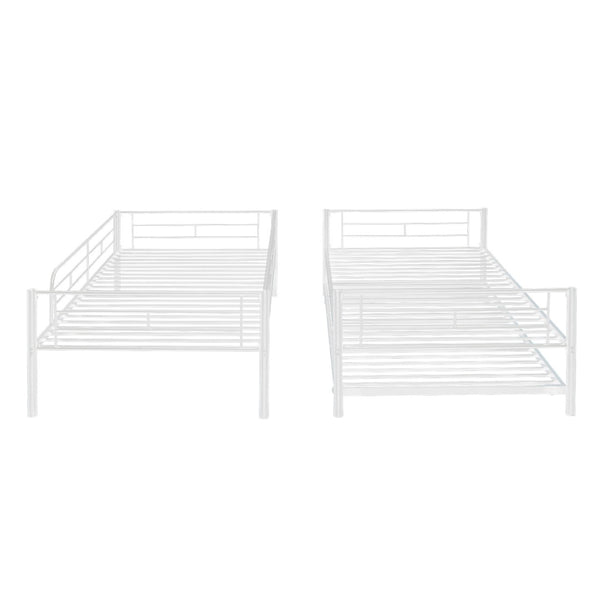 HomeRoots White Twin Over Twin Metal Bunk Bed with Trundle - Stylish, Durable Design for Kids and Teens' Rooms 606635