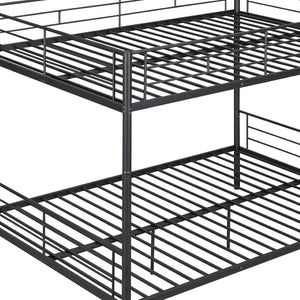 HomeRoots Black Full-Over-Full Iron Bunk Bed - Stylish Space-Saving Solution with Safety Features & Versatility 606637