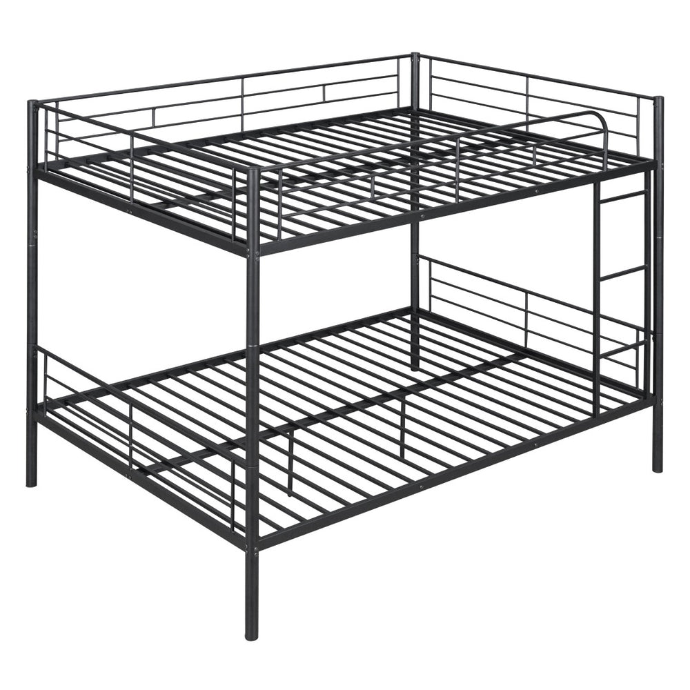HomeRoots Black Full-Over-Full Iron Bunk Bed - Stylish Space-Saving Solution with Safety Features & Versatility 606637