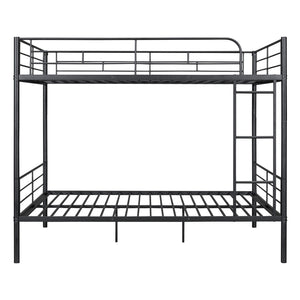 HomeRoots Black Full-Over-Full Iron Bunk Bed - Stylish Space-Saving Solution with Safety Features & Versatility 606637