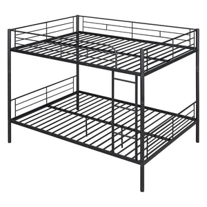 HomeRoots Black Full-Over-Full Iron Bunk Bed - Stylish Space-Saving Solution with Safety Features & Versatility 606637