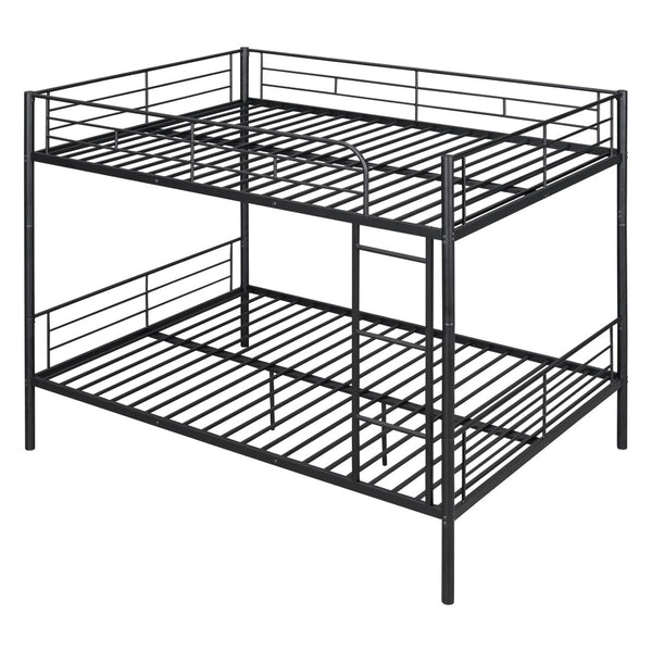 HomeRoots Black Full-Over-Full Iron Bunk Bed - Stylish Space-Saving Solution with Safety Features & Versatility 606637