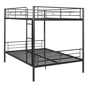 HomeRoots Black Full-Over-Full Iron Bunk Bed - Stylish Space-Saving Solution with Safety Features & Versatility 606637