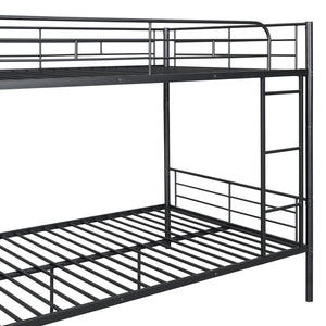 HomeRoots Black Full-Over-Full Iron Bunk Bed - Stylish Space-Saving Solution with Safety Features & Versatility 606637
