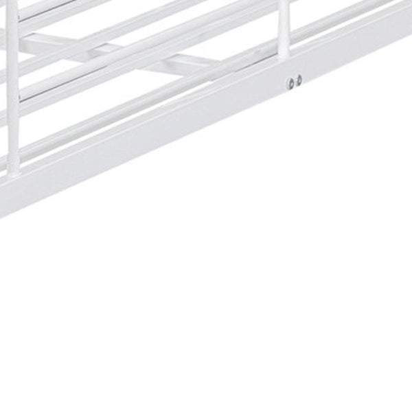 HomeRoots White Full Over Full Iron Bunk Bed - Stylish Space-Saving Solution for Shared Rooms & Sleepovers 606638