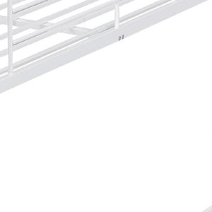 HomeRoots White Full Over Full Iron Bunk Bed - Stylish Space-Saving Solution for Shared Rooms & Sleepovers 606638