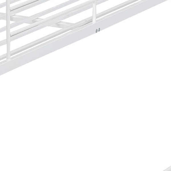 HomeRoots White Full Over Full Iron Bunk Bed - Stylish Space-Saving Solution for Shared Rooms & Sleepovers 606638