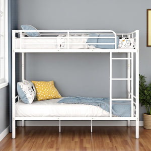 HomeRoots White Full Over Full Iron Bunk Bed - Stylish Space-Saving Solution for Shared Rooms & Sleepovers 606638