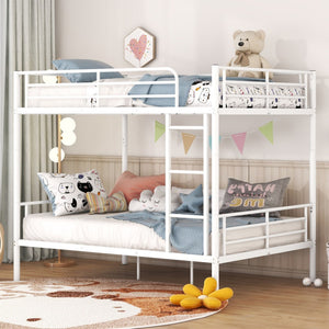 HomeRoots White Full Over Full Iron Bunk Bed - Stylish Space-Saving Solution for Shared Rooms & Sleepovers 606638