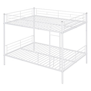 HomeRoots White Full Over Full Iron Bunk Bed - Stylish Space-Saving Solution for Shared Rooms & Sleepovers 606638