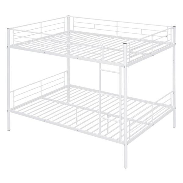 HomeRoots White Full Over Full Iron Bunk Bed - Stylish Space-Saving Solution for Shared Rooms & Sleepovers 606638