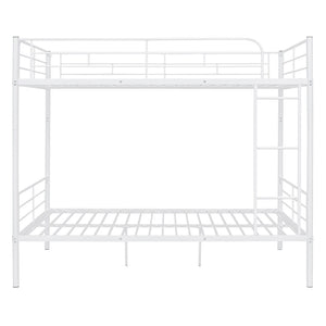 HomeRoots White Full Over Full Iron Bunk Bed - Stylish Space-Saving Solution for Shared Rooms & Sleepovers 606638