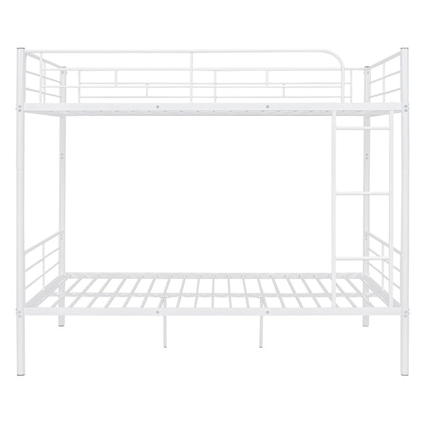 HomeRoots White Full Over Full Iron Bunk Bed - Stylish Space-Saving Solution for Shared Rooms & Sleepovers 606638