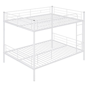 HomeRoots White Full Over Full Iron Bunk Bed - Stylish Space-Saving Solution for Shared Rooms & Sleepovers 606638