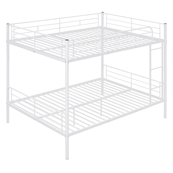 HomeRoots White Full Over Full Iron Bunk Bed - Stylish Space-Saving Solution for Shared Rooms & Sleepovers 606638