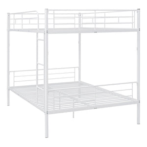 HomeRoots White Full Over Full Iron Bunk Bed - Stylish Space-Saving Solution for Shared Rooms & Sleepovers 606638