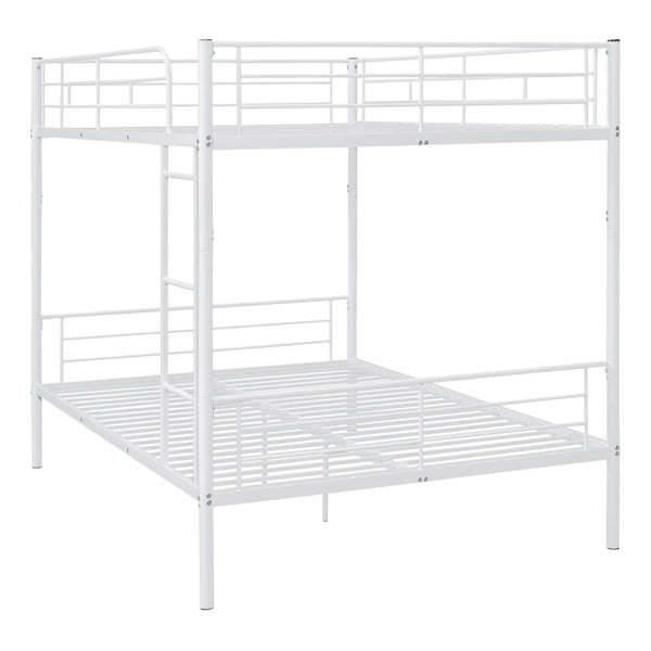 HomeRoots White Full Over Full Iron Bunk Bed - Stylish Space-Saving Solution for Shared Rooms & Sleepovers 606638
