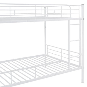 HomeRoots White Full Over Full Iron Bunk Bed - Stylish Space-Saving Solution for Shared Rooms & Sleepovers 606638