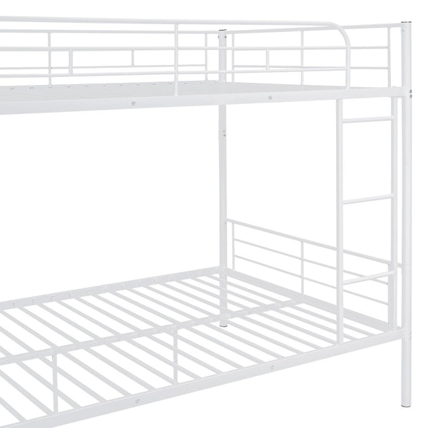 HomeRoots White Full Over Full Iron Bunk Bed - Stylish Space-Saving Solution for Shared Rooms & Sleepovers 606638