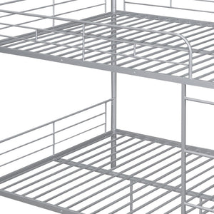 HomeRoots Silver Full-Over-Full Iron Bunk Bed – Stylish, Space-Saving Design with Safety Features & Versatility 606639