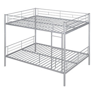 HomeRoots Silver Full-Over-Full Iron Bunk Bed – Stylish, Space-Saving Design with Safety Features & Versatility 606639