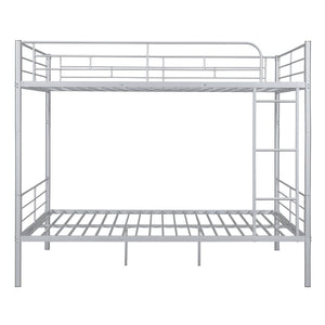 HomeRoots Silver Full-Over-Full Iron Bunk Bed – Stylish, Space-Saving Design with Safety Features & Versatility 606639