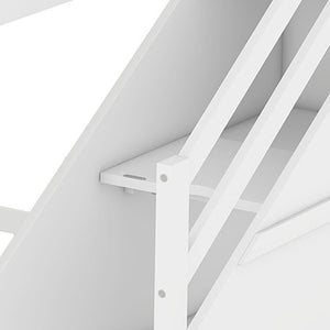 HomeRoots White Twin Over Twin Solid Wood Bunk Bed with Integrated Desk, Stairs, Drawers & Ample Storage 606655