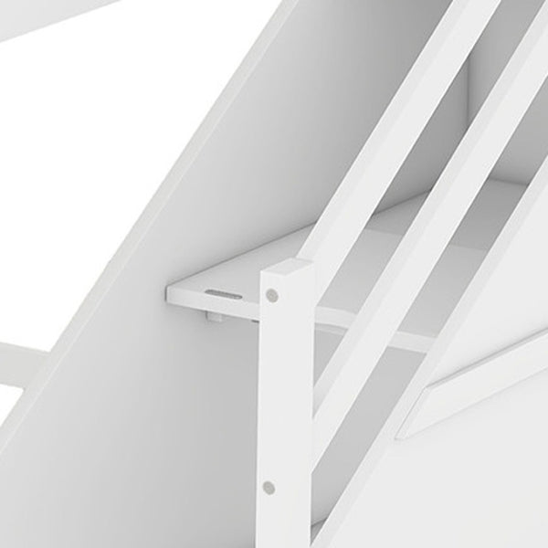 HomeRoots White Twin Over Twin Solid Wood Bunk Bed with Integrated Desk, Stairs, Drawers & Ample Storage 606655