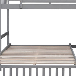 HomeRoots Gray Twin Over Full Bunk Bed with Drawers - Stylish Solid Wood Design for Space-Saving Solutions! 606656