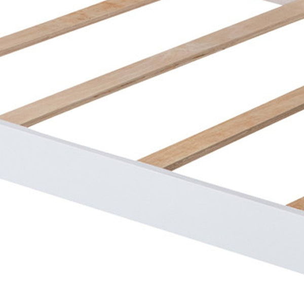 HomeRoots White Twin Over Twin Solid Wood Bunk Bed with Slide - Space-Saving Fun for Kids' Rooms & Sleepovers! 606665