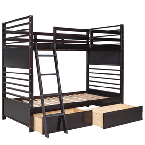 HomeRoots Espresso Twin Over Twin Solid Wood Bunk Bed with Smart Storage & Safe Design for Flexible Living Spaces 606672