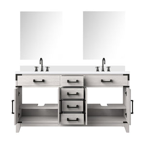 English Elm White Oak Double Bath Vanity With Cultured Marble Top, Chrome Faucet Set & Stylish Mirrors Included B2731S01856-GIGA