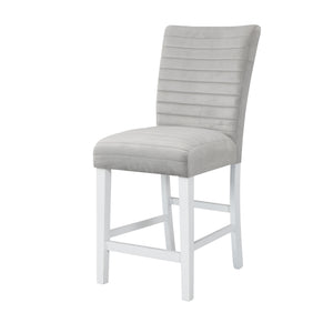 English Elm Elizaveta Gray Velvet Counter Height Chair Set of 2 - High Gloss White Trim, 60mm Cushion, 220lb Capacity B2726P345237