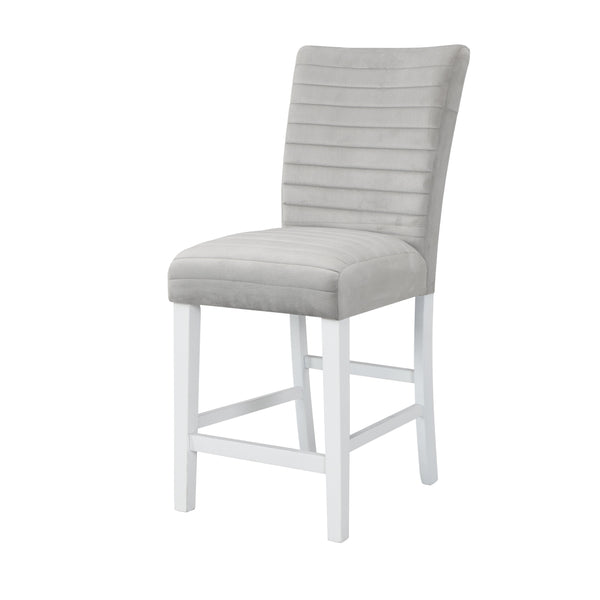 English Elm Elizaveta Gray Velvet Counter Height Chair Set of 2 - High Gloss White Trim, 60mm Cushion, 220lb Capacity B2726P345237
