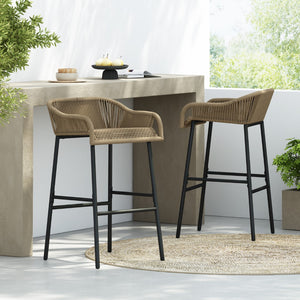 Christopher Knight Home® - Noble House - La Push Outdoor Rope Barstool (Set Of 2)