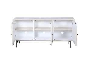 Basset Mirror Zooey Coastal Elegance Server - White-wash Mango Wood With Ivory & Blue Inlays, 3-door Storage Unit White Wood,Bone,Resin,Metal 6067-dr-576