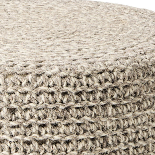 HomeRoots 24" Cozy Gray and Brown Wool Round Footstool - Stylish Multi-Use Accent for Living Spaces, 250 lbs Capacity 606713