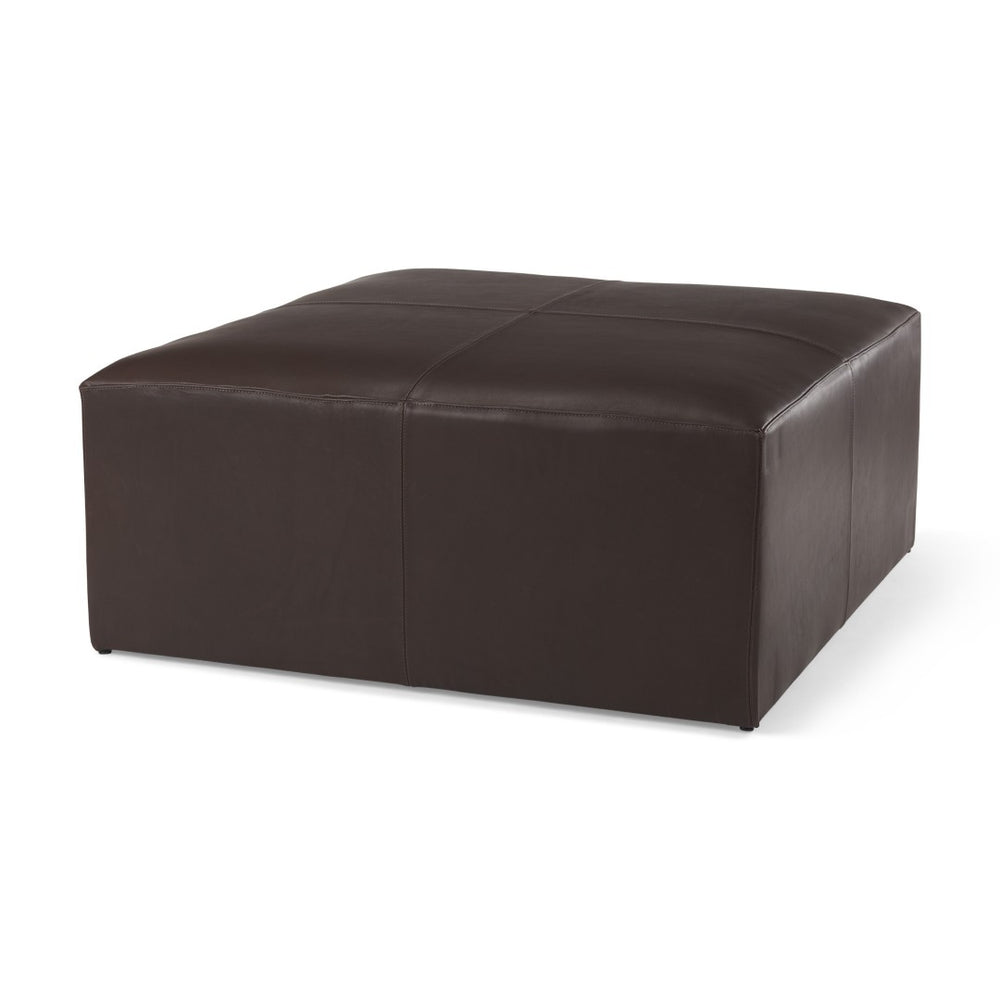 HomeRoots 36" Brown Genuine Leather Cocktail Ottoman - Stylish Modern Design for Versatile Living Room Use 606718