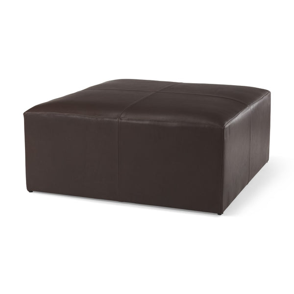 HomeRoots 36" Brown Genuine Leather Cocktail Ottoman - Stylish Modern Design for Versatile Living Room Use 606718