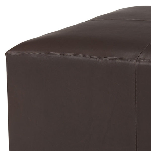 HomeRoots 36" Brown Genuine Leather Cocktail Ottoman - Stylish Modern Design for Versatile Living Room Use 606718