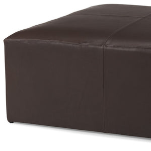 HomeRoots 36" Brown Genuine Leather Cocktail Ottoman - Stylish Modern Design for Versatile Living Room Use 606718