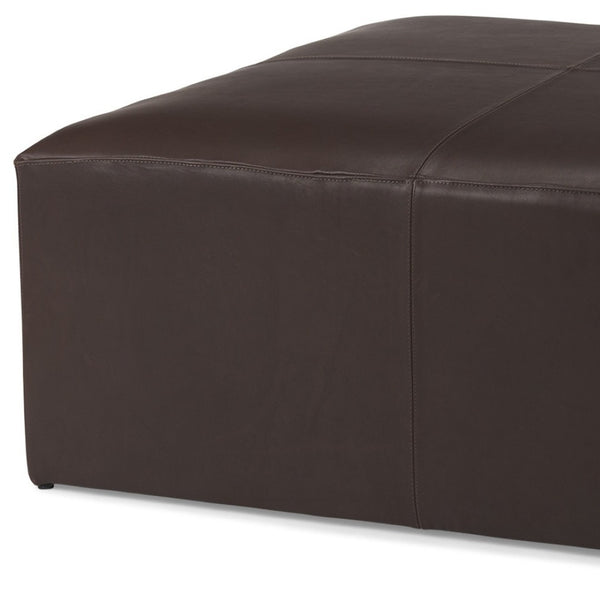 HomeRoots 36" Brown Genuine Leather Cocktail Ottoman - Stylish Modern Design for Versatile Living Room Use 606718