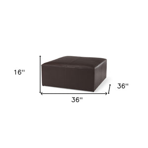HomeRoots 36" Brown Genuine Leather Cocktail Ottoman - Stylish Modern Design for Versatile Living Room Use 606718