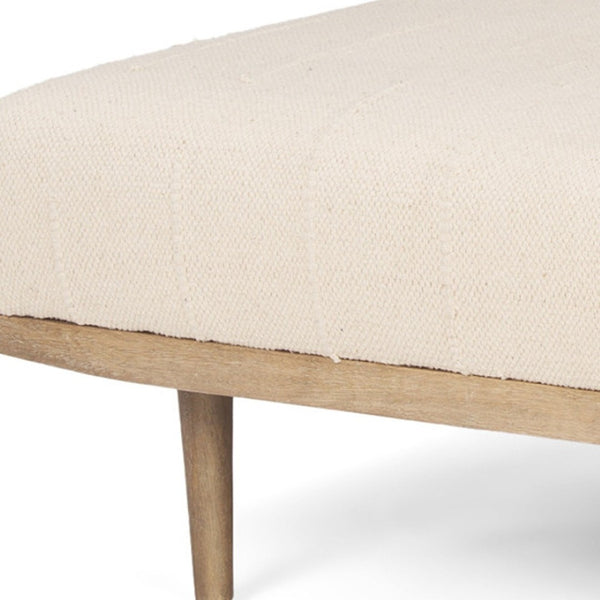 HomeRoots 37" Stylish Beige and Brown Cocktail Ottoman with Solid Mango Wood Base for Versatile Living Spaces 606719